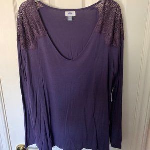 NWT Old Navy Women's Rayon Lace Trim Shirt